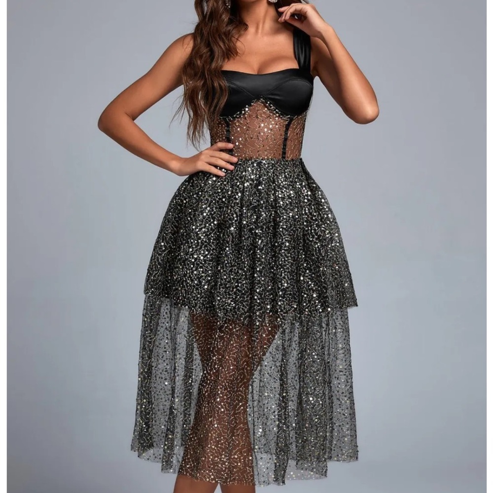 Bella Barnett Tamo Mesh Midi Dress